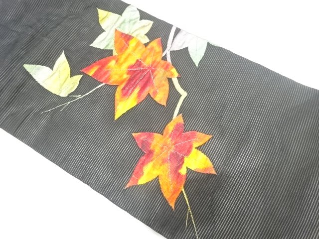 JAPANESE KIMONO / ANTIQUE SUMMER NAGOYA OBI / SILK / WOVEN MAPLE